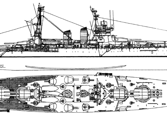 Боевой корабль СССР Novorossiysk 1952 [ex RN Giulio Cesare Battleship] - чертежи, габариты, рисунки